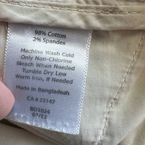 Talbots Heritage Light Khaki Cotton Wide Leg Cropped Drawstring Cargo Pants, 16 - Picture 8 of 8